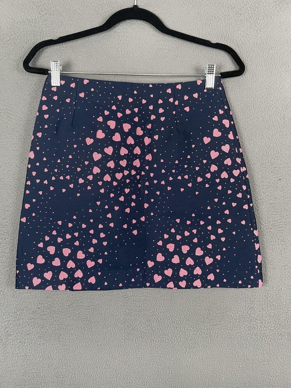 Lilly Pulitzer Adler Skirt Womens 4 Blue Pink A-Line Short Heart True Navy